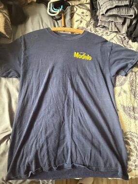 ModelCo Navy Tee with Yellow Modelo Chest Logo